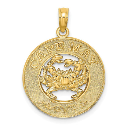 14k Yellow Gold CAPE MAY  Crab Charm Pendant for Women