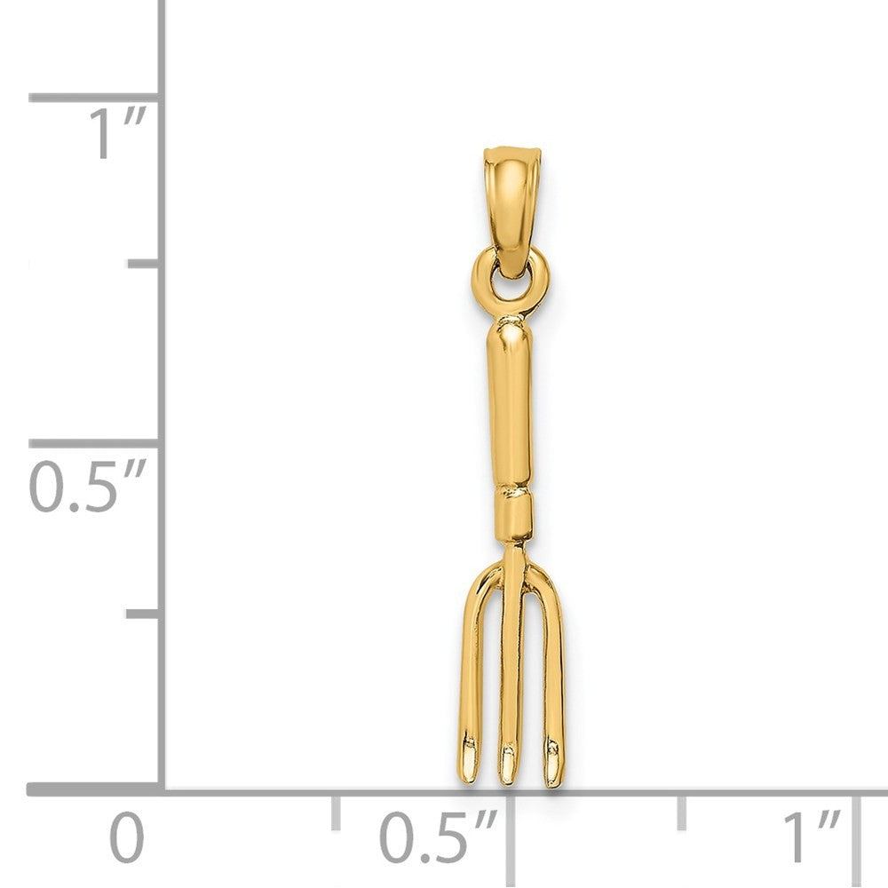 14k Yellow Gold 3-D  Fork Garden Tool Charm
