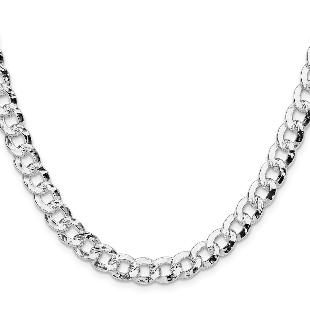 Sterling Silver 7.6mm Hammered Curb Chain Necklace