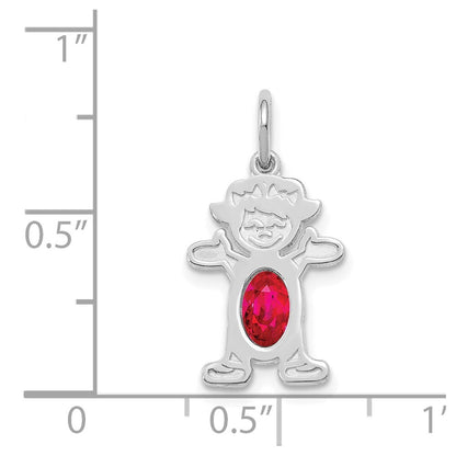 14k White Gold Girl 6x4 Oval Genuine Ruby-July Pendant for Women
