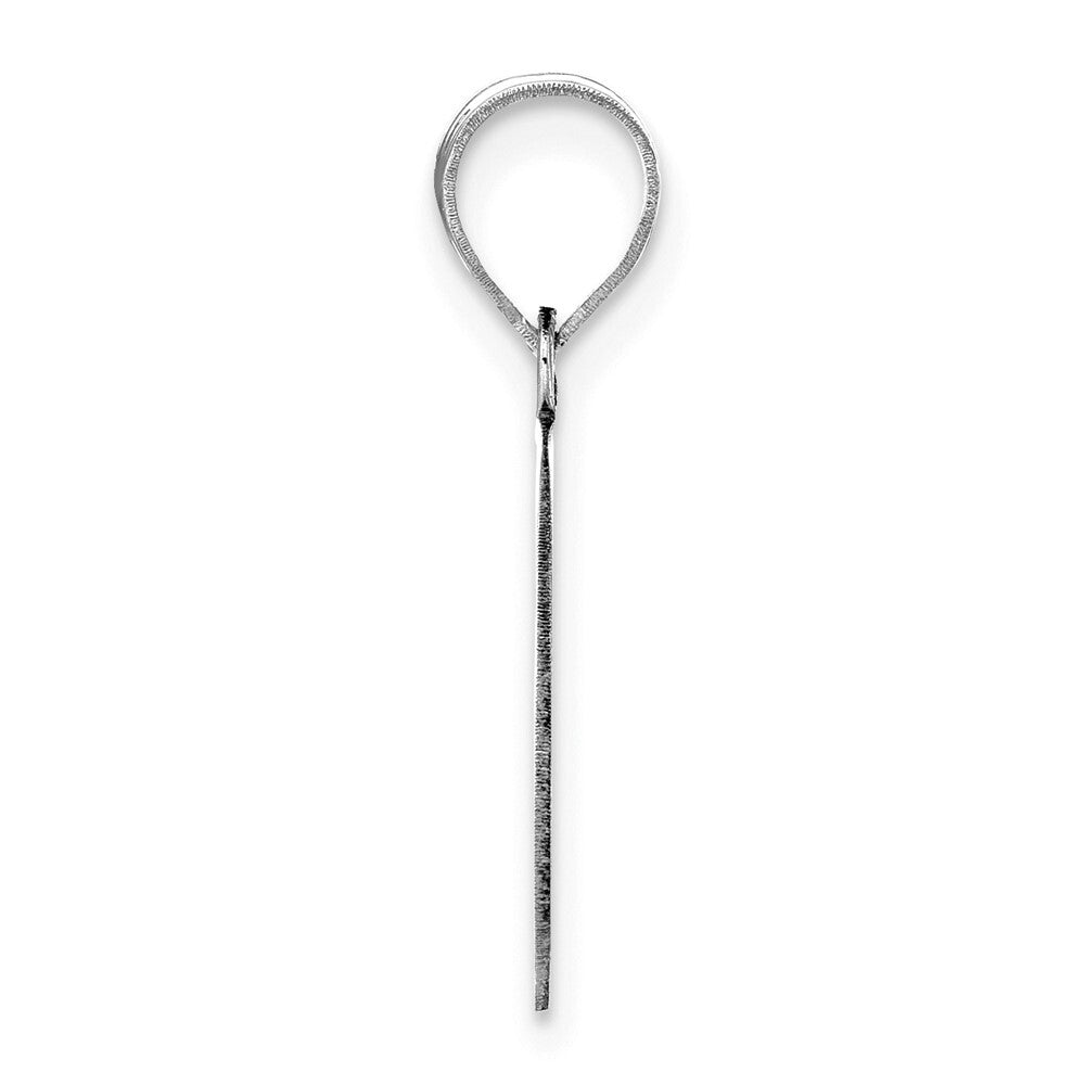 14k White Gold Polished Etched Letter G Initial Pendant for Women
