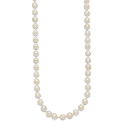 14k Yellow Gold 5-6mm White Round Akoya Saltwater Cultured Pearl Necklace 18"