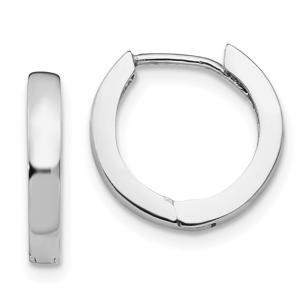 14k White Gold Round Hinged Hoop Earrings Gift for Women