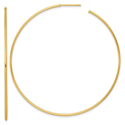 14k Yellow Gold Polished 1.2 x 65mm Solid C-Hoop Earrings