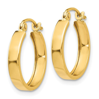 14k Yellow Gold Polished 3mm Hoop Earrings Gift for Women