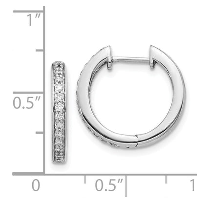 14k White Gold Diamond Complete Hinged Hoop Earrings