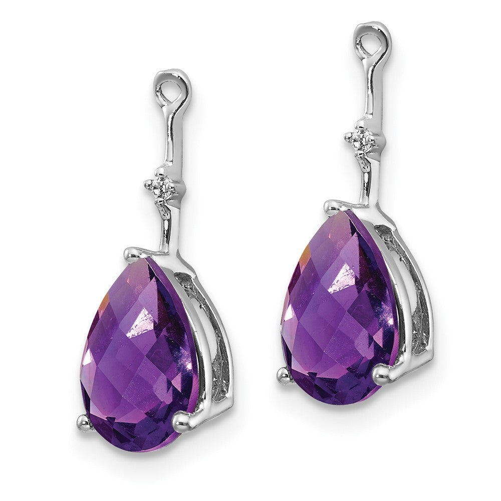 14k White Gold Diamond and Amethyst Earring Jackets Gift for Women