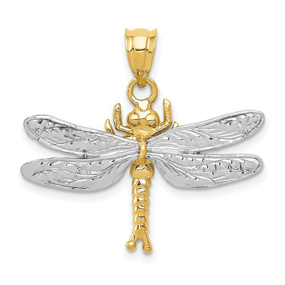 14k Two-tone Gold Dragonfly Pendant for Women