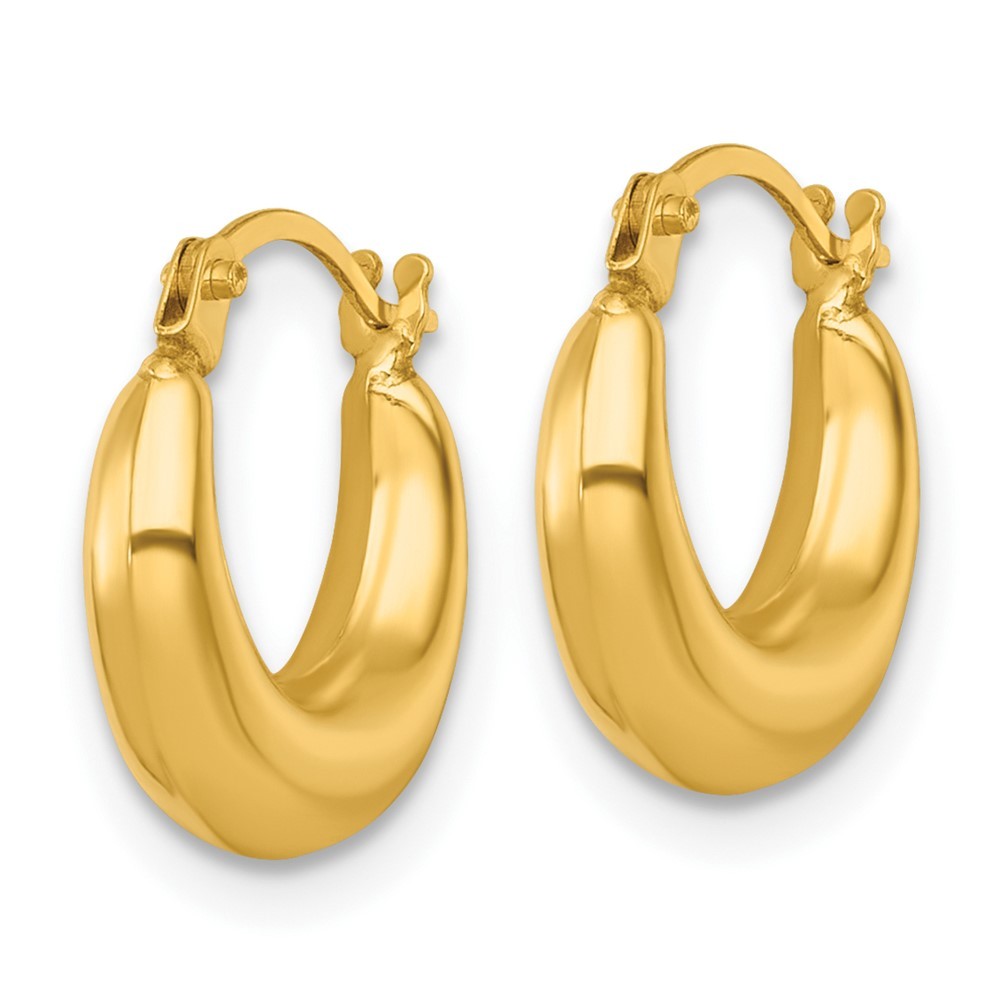 14k Yellow Gold Polished 3.80mm Graduated Hollow Hoop Earrings