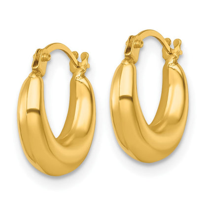 14k Yellow Gold Polished 3.80mm Graduated Hollow Hoop Earrings