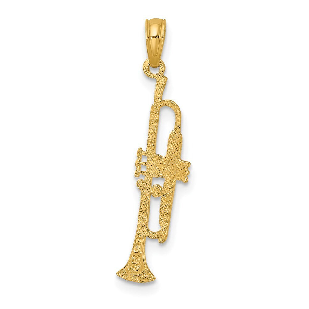 14k Yellow Gold Polished Trumpet Charm Pendant for Women