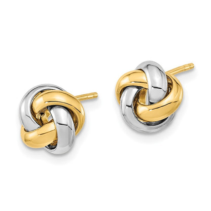 14k Two-tone Gold Polished Love Knot Stud Earrings