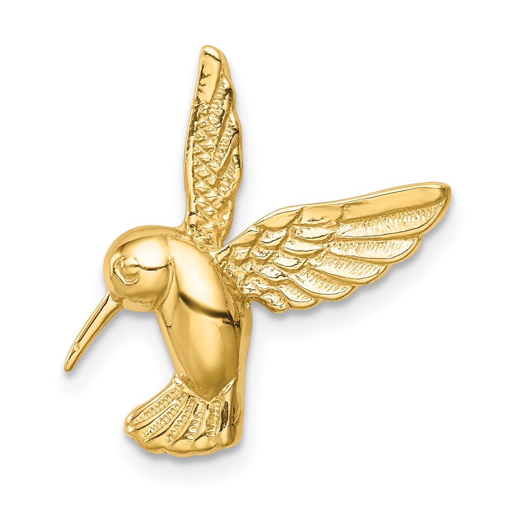14k Yellow Gold Polished Hummingbird Chain Slide Pendant for Women