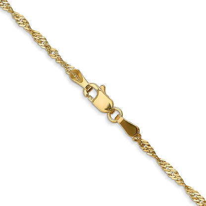 14k Yellow Gold 20 inch 1.70mm Singapore Chain Necklace