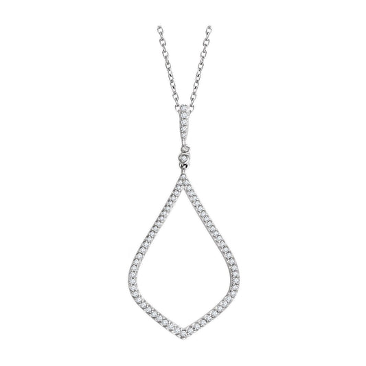 14k White Gold 1/4 CTW Natural Diamond Pendant Necklace 18"