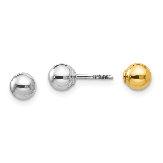 14k Two-tone Gold Reversible 5mm Ball Earrings