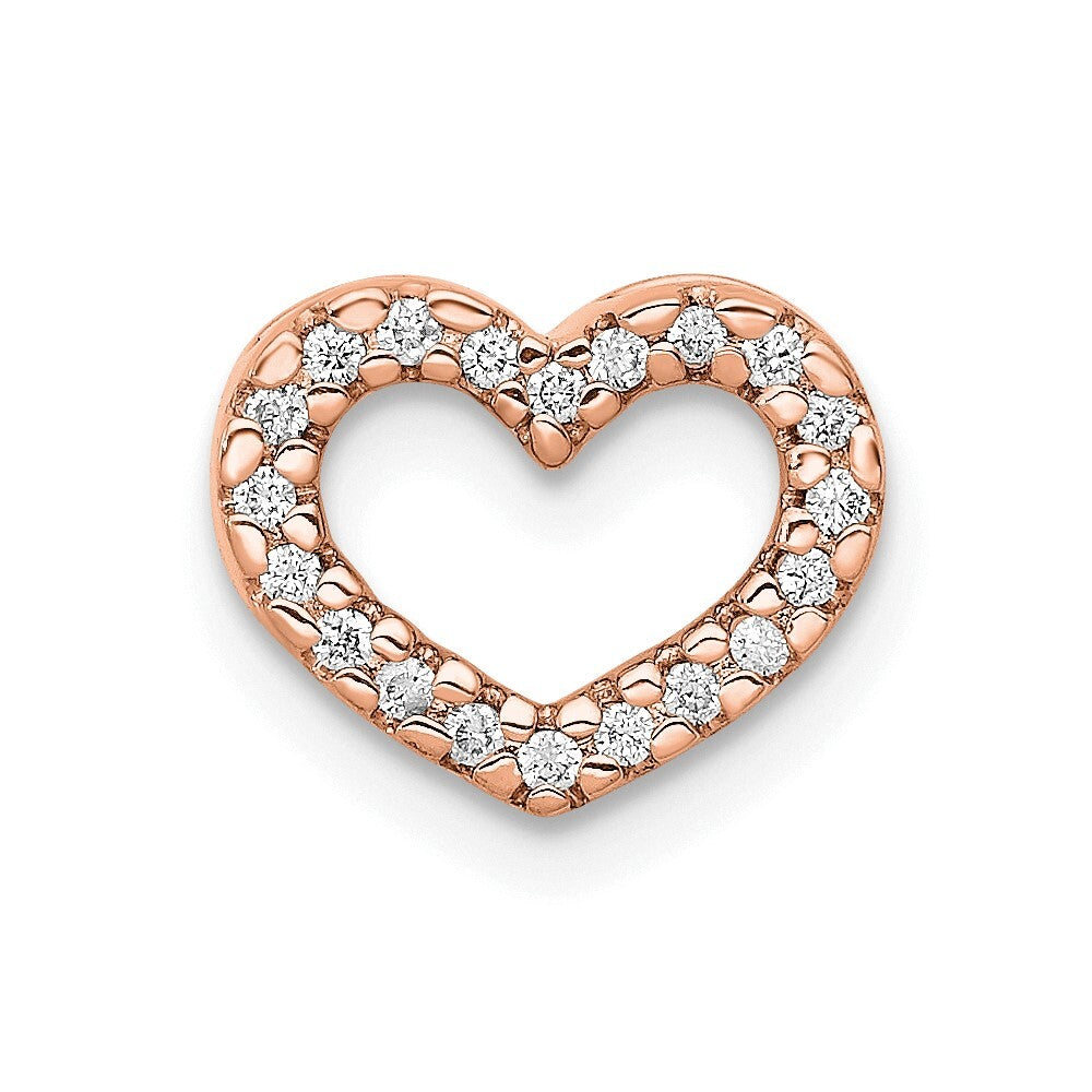 14k Rose Gold 1/15ct. Diamond Heart Chain Slide Pendant for Women