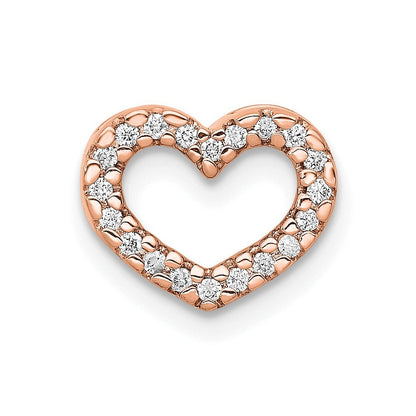14k Rose Gold 1/15ct. Diamond Heart Chain Slide Pendant for Women