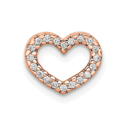 14k Rose Gold 1/15ct. Diamond Heart Chain Slide Pendant for Women