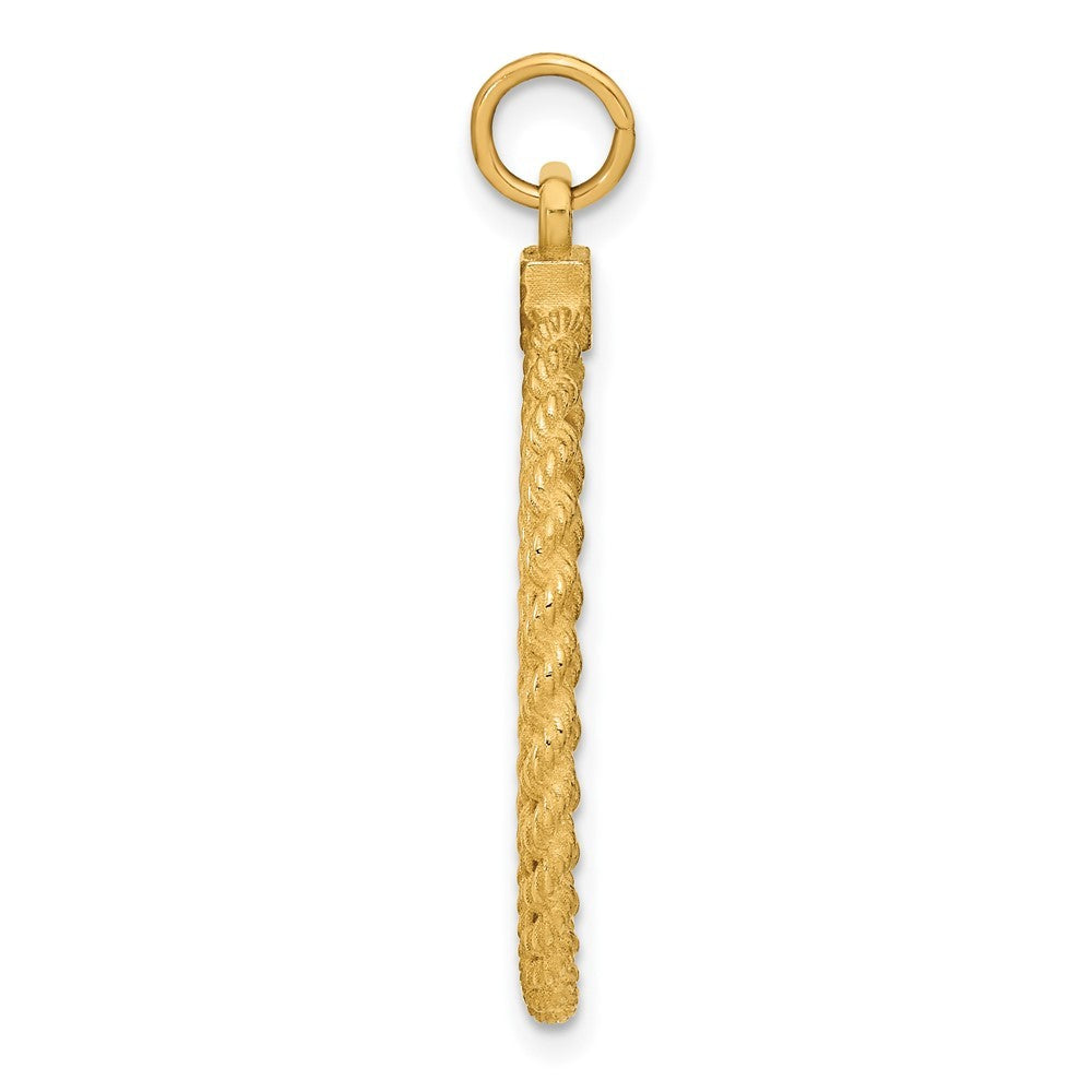 14k Yellow Gold Plain .013 Gauge Circular Engravable Disc with Rope Charm