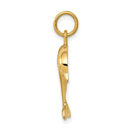 14k Yellow Gold Dolphin Charm Pendant for Women