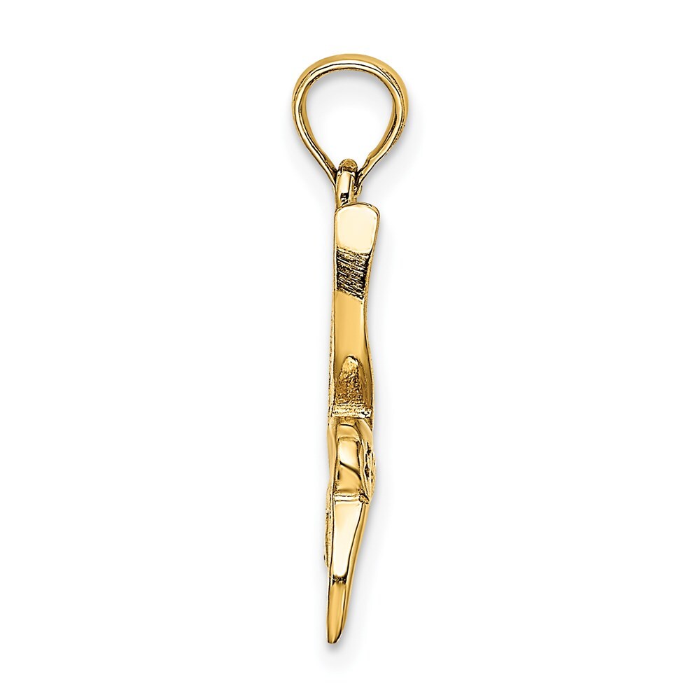 14k Yellow Gold Textured Hummingbird Flying Charm Pendant for Women