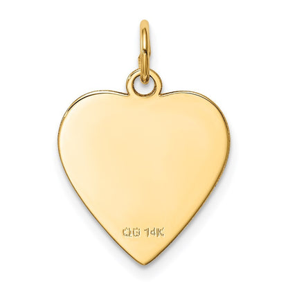 14k Yellow Gold Plain .013 Gauge Heart Engravable Disc Charm Pendant for Women