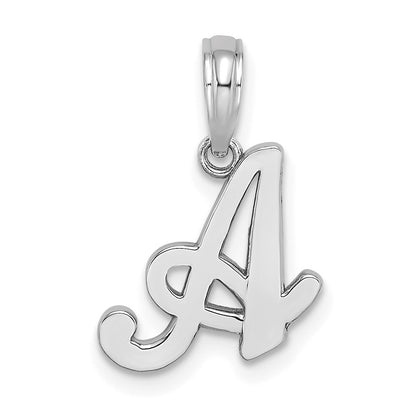 14K White White Gold Script Letter A Initial Pendant