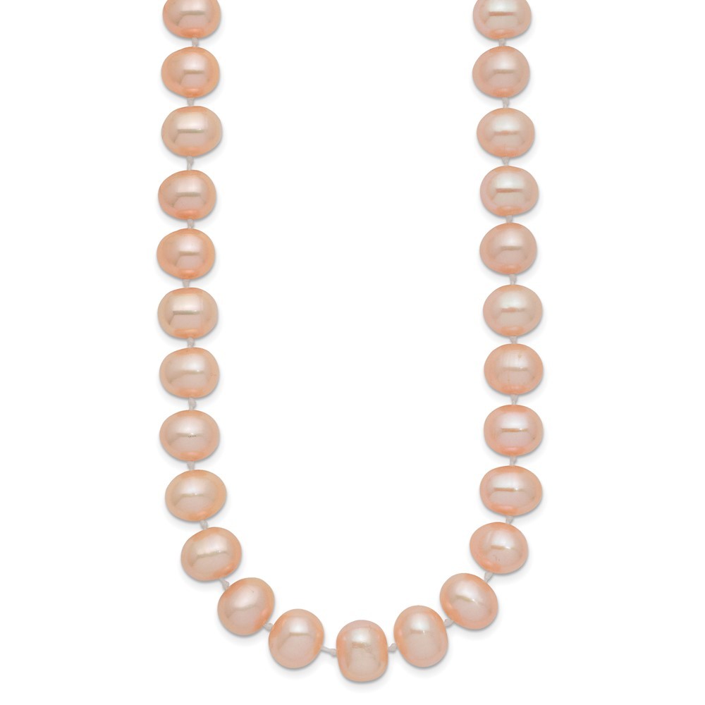 14k Yellow Gold 8-9mm Pink Near-Round Freshwater Cultured Pearl 16 inch Necklace