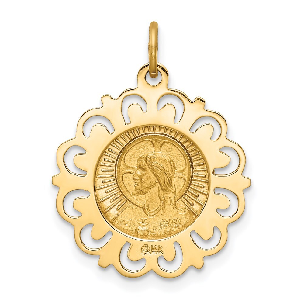 14k Yellow Gold Matka Boska Medal Charm Pendant for Women