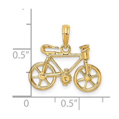 14k Yellow Gold 3-D Moveable Bicycle Charm