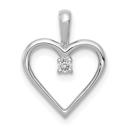 14k White Gold AA .03ct. Diamond Heart Pendant for Women