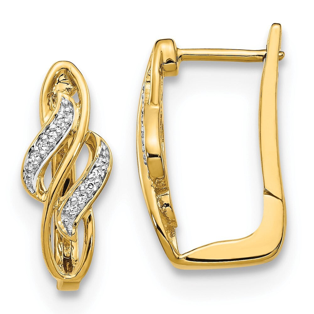 14k Yellow Gold Diamond Hinged Hoop Earrings