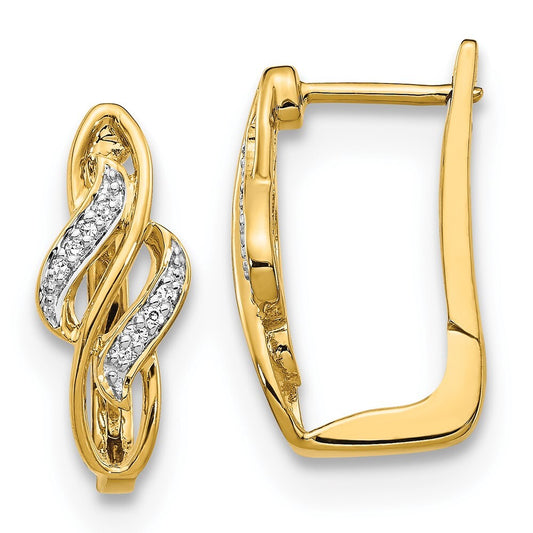 14k Yellow Gold Diamond Hinged Hoop Earrings