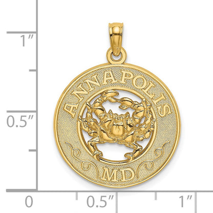 14k Yellow Gold ANNAPOLIS MD Crab Charm Pendant for Women