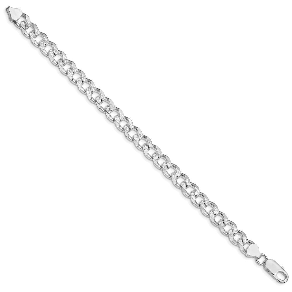 Sterling Silver Rhodium-plated 8.3mm Curb Chain Bracelet