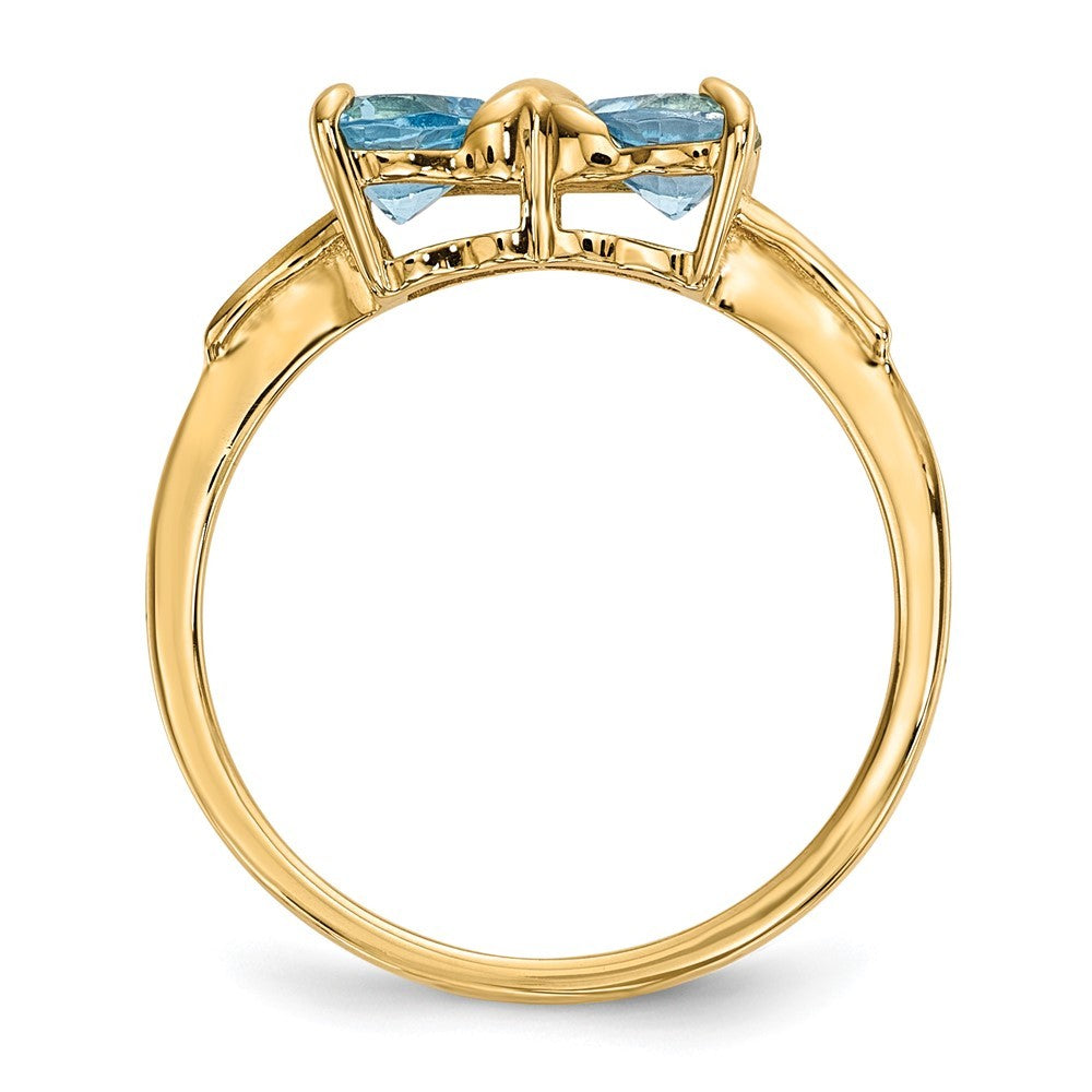 14k Yellow Gold  Polished Light Swiss Blue Topaz Bow Ring