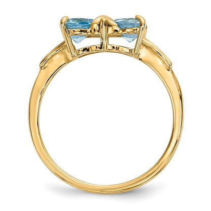14k Yellow Gold  Polished Light Swiss Blue Topaz Bow Ring
