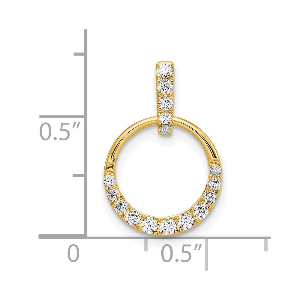 14k Yellow Gold Polished 1/4 carat Diamond Circle Pendant