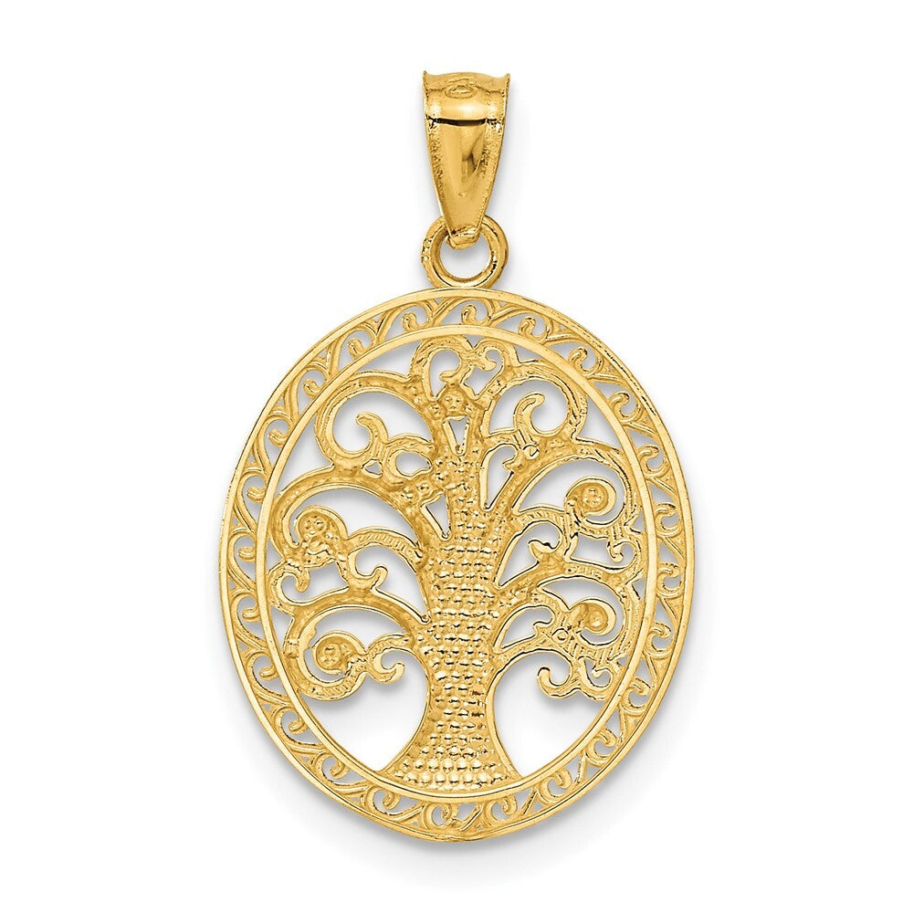 14k Yellow Gold  Rhodium Tree of Life Pendant for Women
