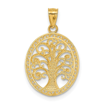 14k Yellow Gold  Rhodium Tree of Life Pendant for Women