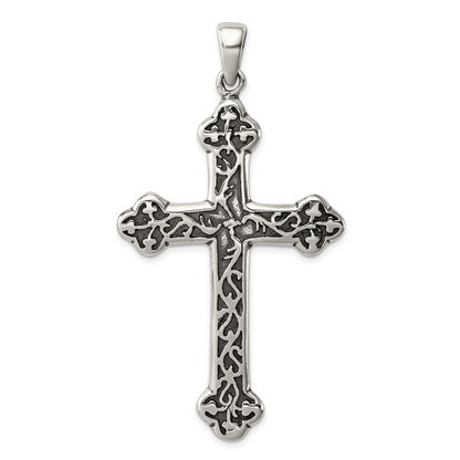 Sterling Silver Antiqued Thorn Cross Pendant Holiday Gift for Women