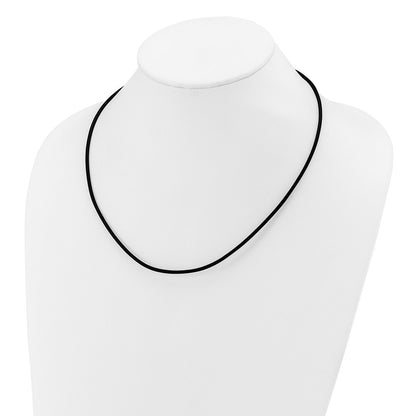14k Yellow Gold Yellow Clasp 2mm 20 inch Black Leather Cord Necklace