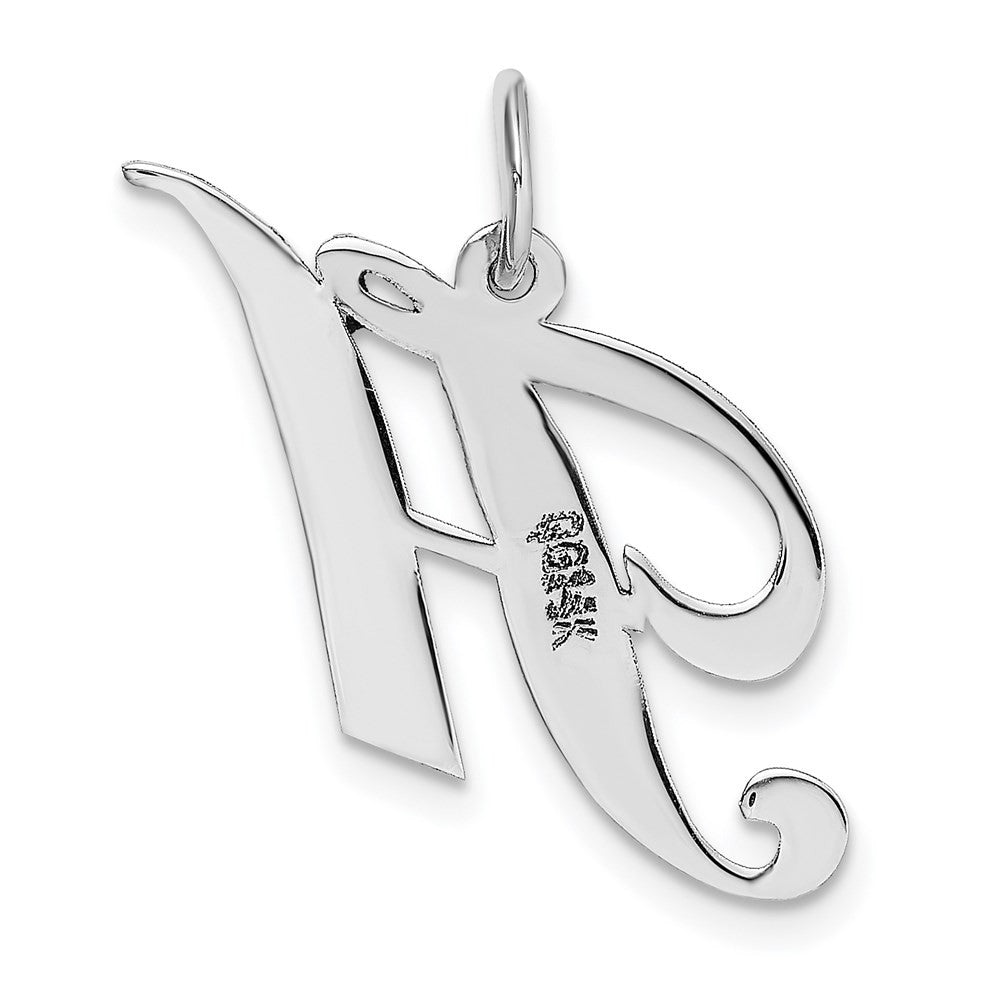 14k White Gold Medium Fancy Script Letter H Initial Charm Pendant