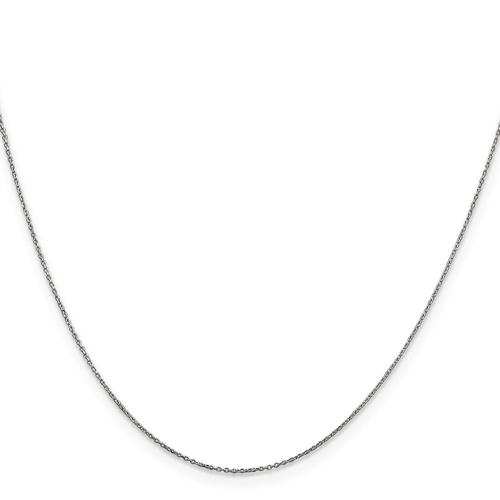 14K White Gold 22 inch .6mm Diamond-cut Round Open Link Cable Chain Necklace