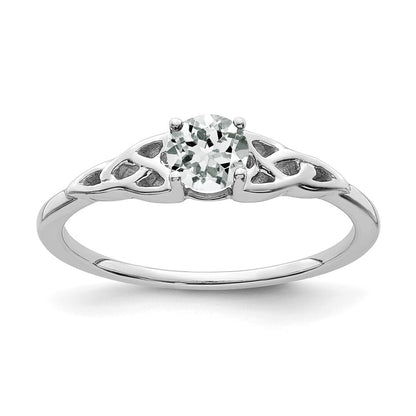 14K White Gold White Topaz Celtic Knot Ring Size 7