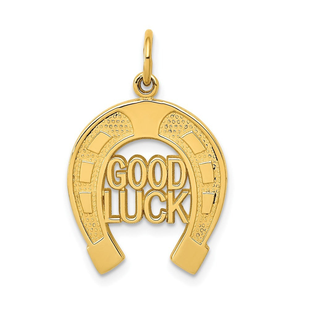 14k Yellow Gold Horseshoe Good Luck Charm Pendant