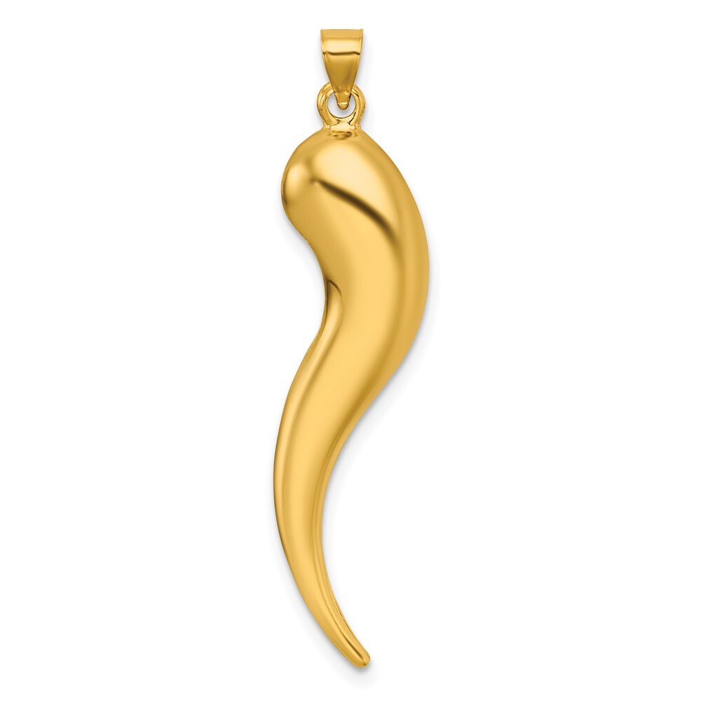 14k Yellow Gold Polished Hollow Italian Horn Pendant