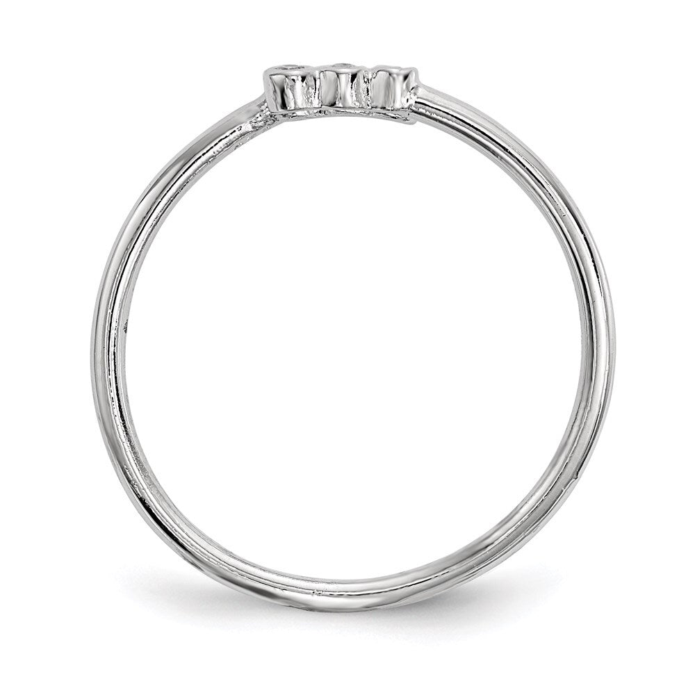 Sterling Silver Rhodium-plated Cubic Zirconia Adjustable Ring Size 7