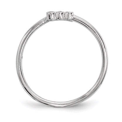 Sterling Silver Rhodium-plated Cubic Zirconia Adjustable Ring Size 7